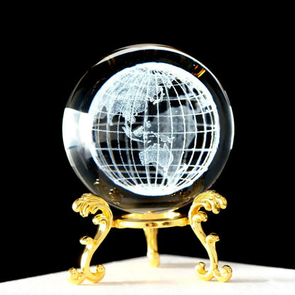 3d Solar System Crystal Ball Laser Engraved Globe Decor with Sphere Stand Gift Birthday Crystal Ball Stand