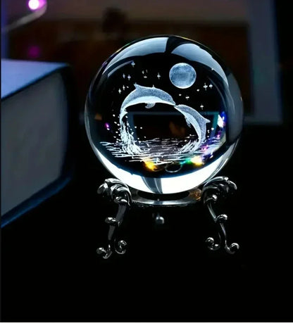 3d Solar System Crystal Ball Laser Engraved Globe Decor with Sphere Stand Gift Birthday Crystal Ball Stand