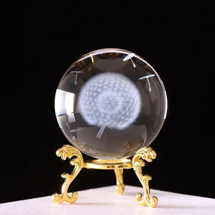 3d Solar System Crystal Ball Laser Engraved Globe Decor with Sphere Stand Gift Birthday Crystal Ball Stand