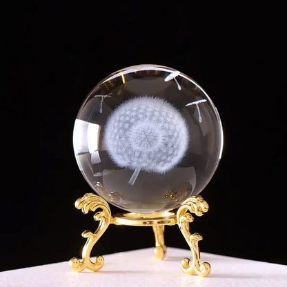 3d Solar System Crystal Ball Laser Engraved Globe Decor with Sphere Stand Gift Birthday Crystal Ball Stand