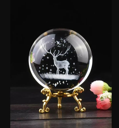 3d Solar System Crystal Ball Laser Engraved Globe Decor with Sphere Stand Gift Birthday Crystal Ball Stand