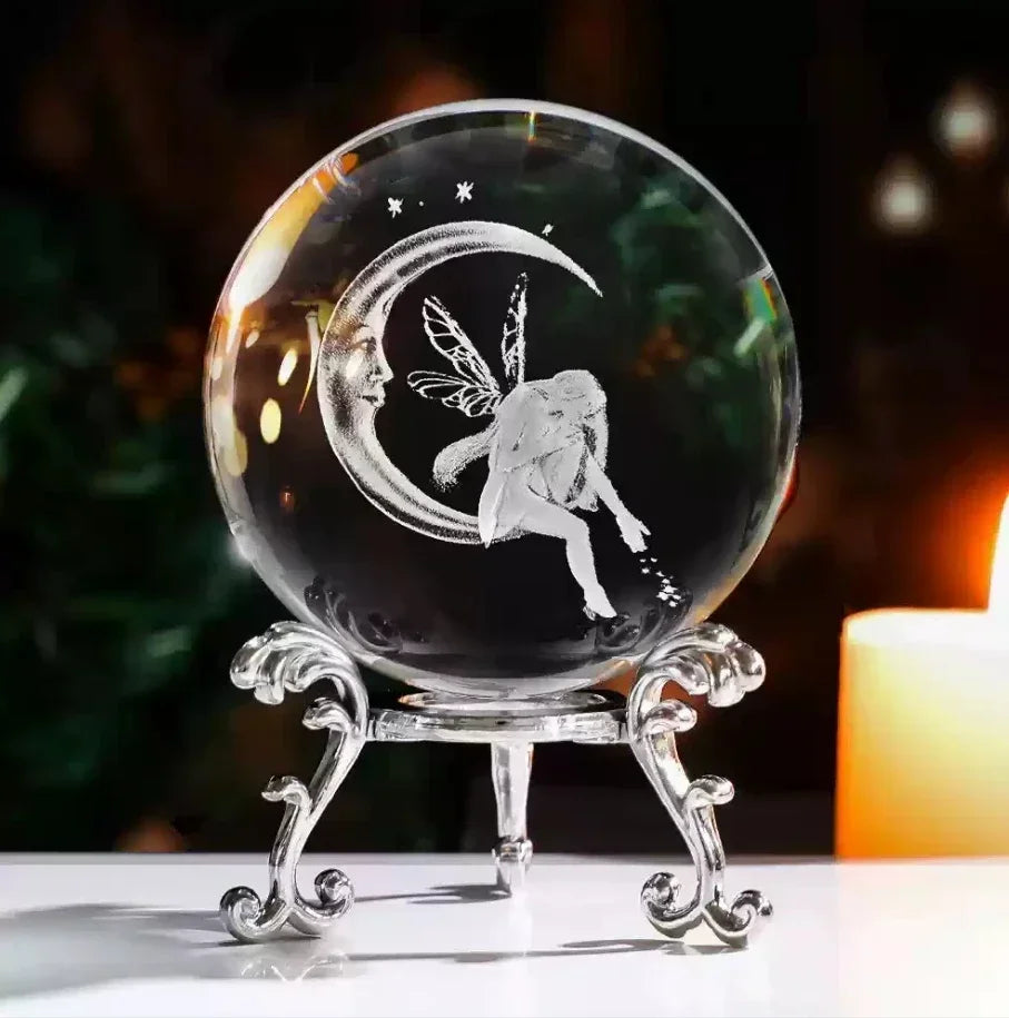 3d Solar System Crystal Ball Laser Engraved Globe Decor with Sphere Stand Gift Birthday Crystal Ball Stand