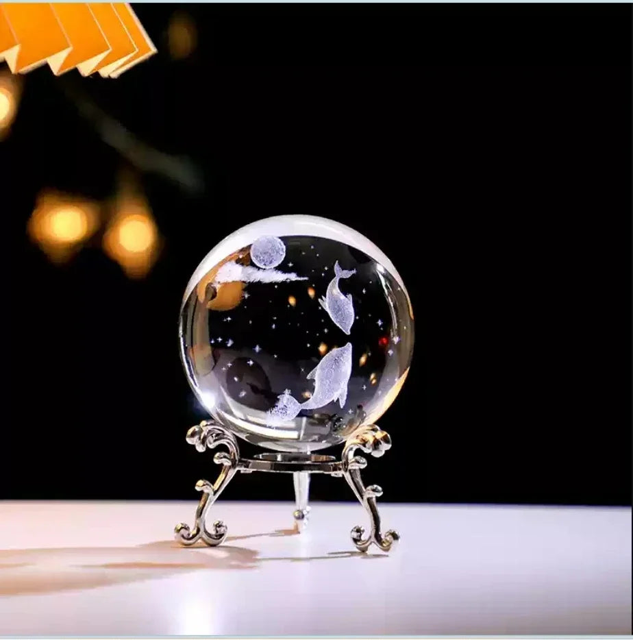 3d Solar System Crystal Ball Laser Engraved Globe Decor with Sphere Stand Gift Birthday Crystal Ball Stand
