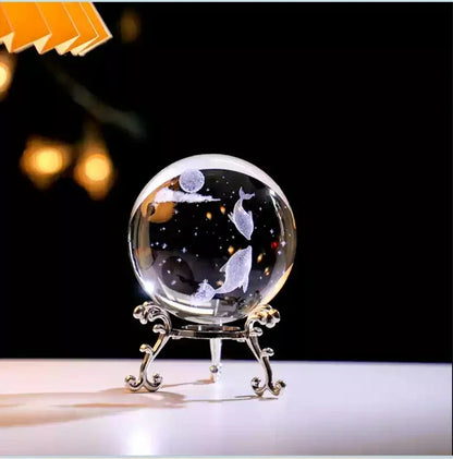3d Solar System Crystal Ball Laser Engraved Globe Decor with Sphere Stand Gift Birthday Crystal Ball Stand