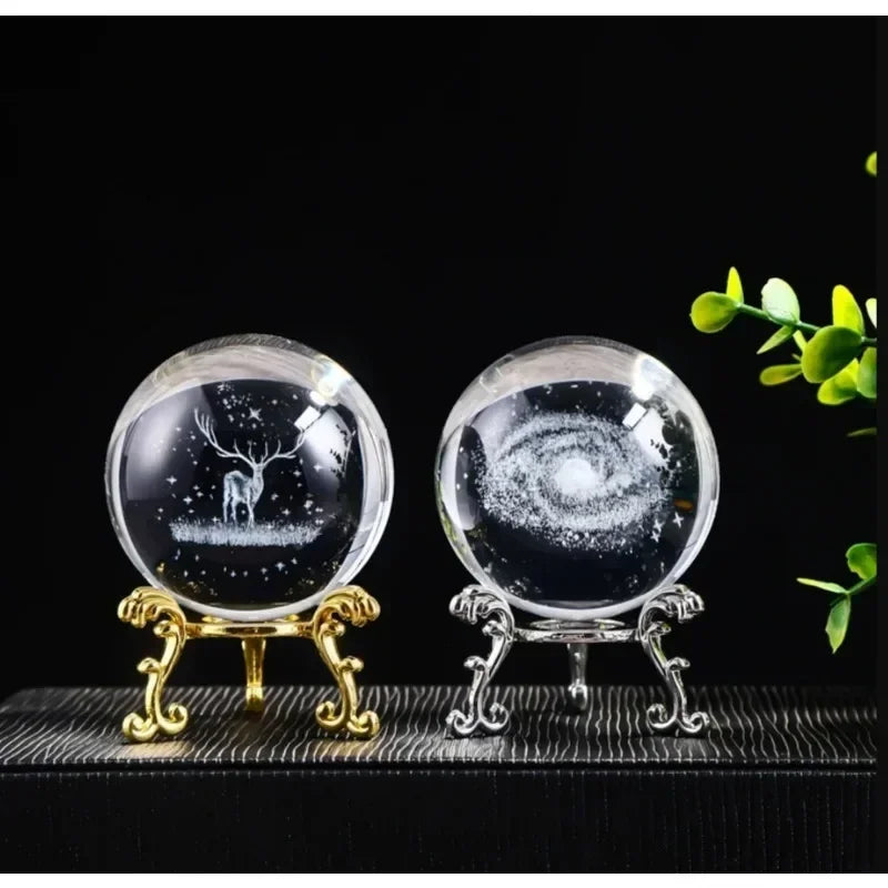 3d Solar System Crystal Ball Laser Engraved Globe Decor with Sphere Stand Gift Birthday Crystal Ball Stand
