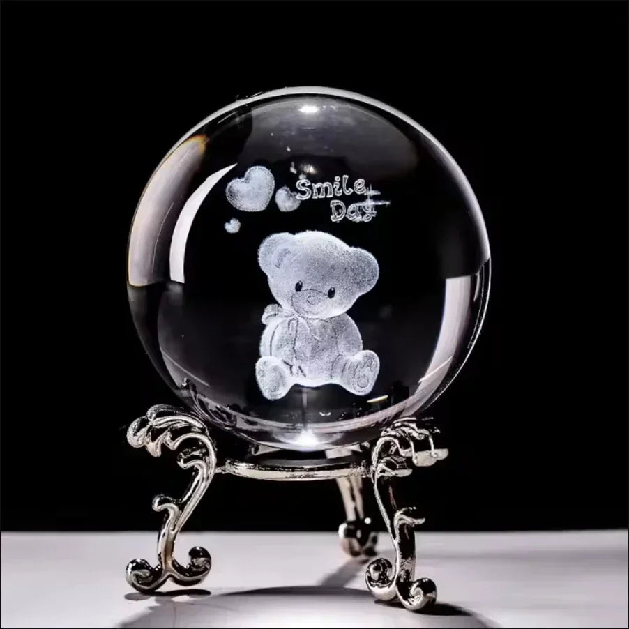 3d Solar System Crystal Ball Laser Engraved Globe Decor with Sphere Stand Gift Birthday Crystal Ball Stand