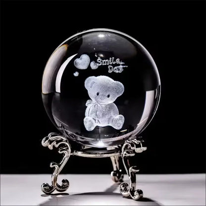 3d Solar System Crystal Ball Laser Engraved Globe Decor with Sphere Stand Gift Birthday Crystal Ball Stand