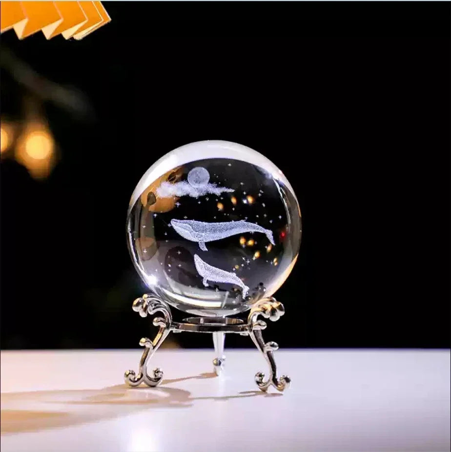 3d Solar System Crystal Ball Laser Engraved Globe Decor with Sphere Stand Gift Birthday Crystal Ball Stand