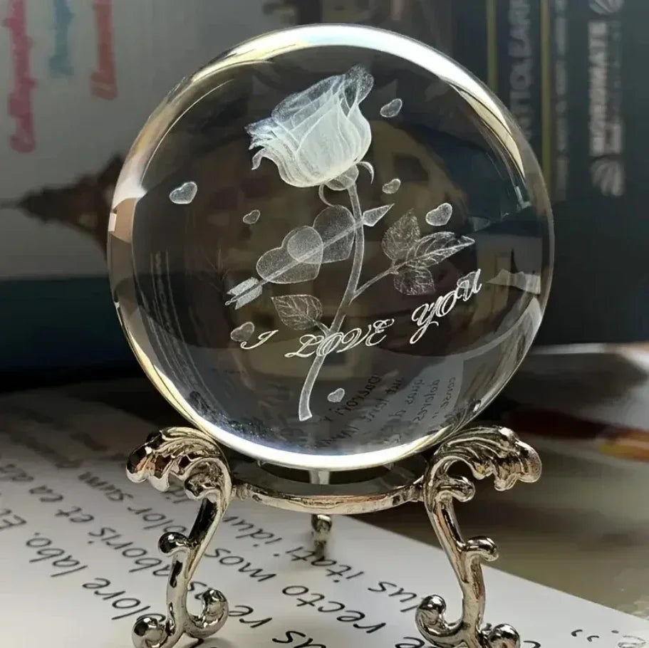 3d Solar System Crystal Ball Laser Engraved Globe Decor with Sphere Stand Gift Birthday Crystal Ball Stand