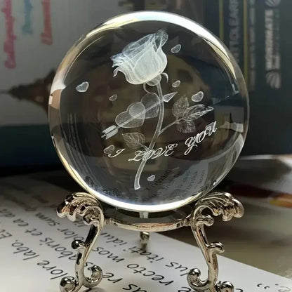 3d Solar System Crystal Ball Laser Engraved Globe Decor with Sphere Stand Gift Birthday Crystal Ball Stand