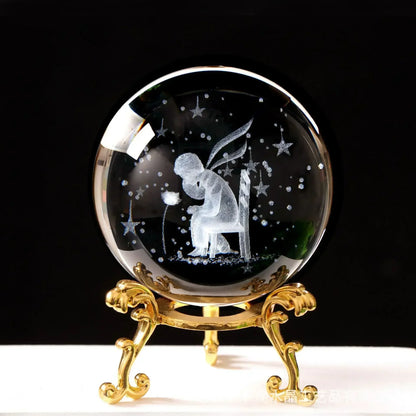 3d Solar System Crystal Ball Laser Engraved Globe Decor with Sphere Stand Gift Birthday Crystal Ball Stand
