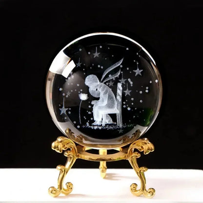 3d Solar System Crystal Ball Laser Engraved Globe Decor with Sphere Stand Gift Birthday Crystal Ball Stand