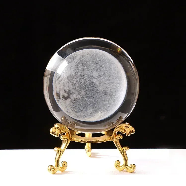3d Solar System Crystal Ball Laser Engraved Globe Decor with Sphere Stand Gift Birthday Crystal Ball Stand