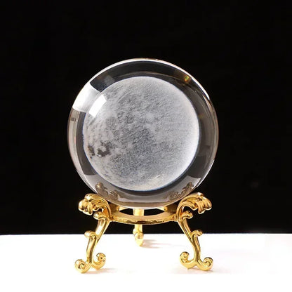 3d Solar System Crystal Ball Laser Engraved Globe Decor with Sphere Stand Gift Birthday Crystal Ball Stand