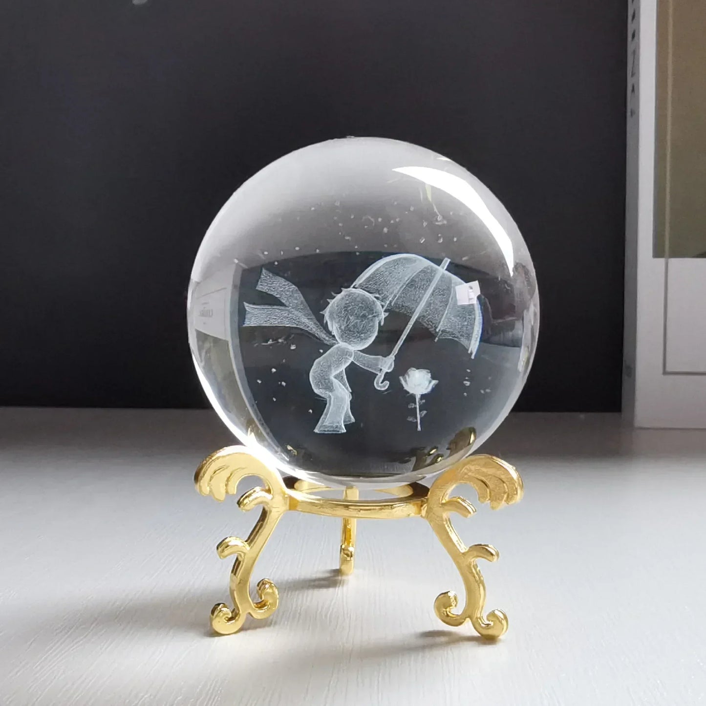 3d Solar System Crystal Ball Laser Engraved Globe Decor with Sphere Stand Gift Birthday Crystal Ball Stand