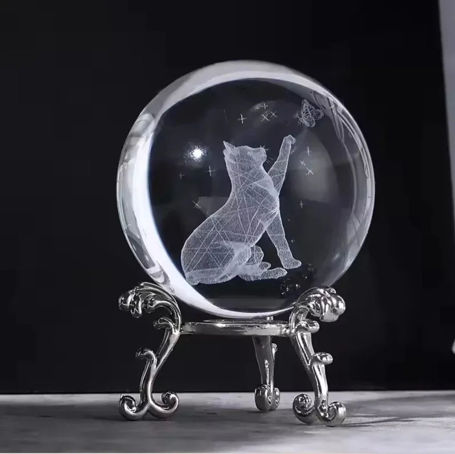 3d Solar System Crystal Ball Laser Engraved Globe Decor with Sphere Stand Gift Birthday Crystal Ball Stand
