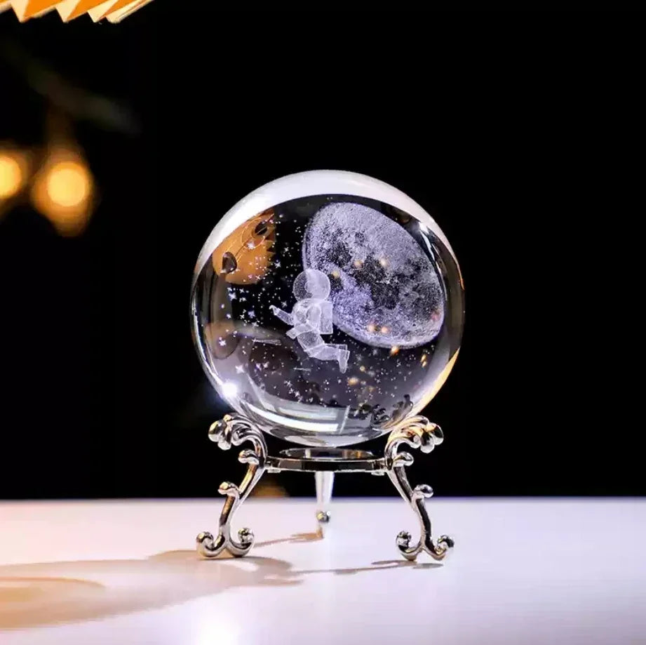 3d Solar System Crystal Ball Laser Engraved Globe Decor with Sphere Stand Gift Birthday Crystal Ball Stand