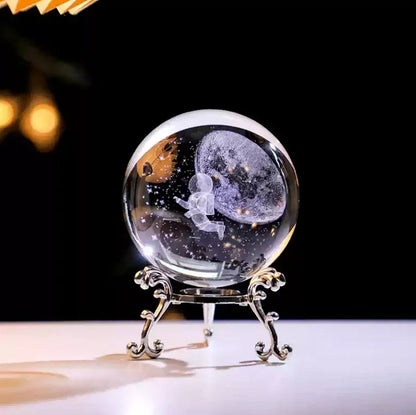3d Solar System Crystal Ball Laser Engraved Globe Decor with Sphere Stand Gift Birthday Crystal Ball Stand