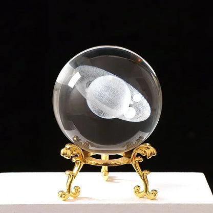 3d Solar System Crystal Ball Laser Engraved Globe Decor with Sphere Stand Gift Birthday Crystal Ball Stand