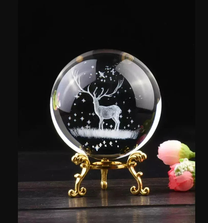 3d Solar System Crystal Ball Laser Engraved Globe Decor with Sphere Stand Gift Birthday Crystal Ball Stand
